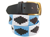 CARLOS DIAZ Mens Womens Premium Unisex Brown Leather Embroidered Designer Polo Belt