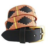 CARLOS DIAZ Mens Womens Premium Unisex Brown Leather Embroidered Designer Polo Belt