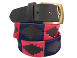 CARLOS DIAZ Mens Womens Premium Unisex Brown Leather Embroidered Designer Polo Belt