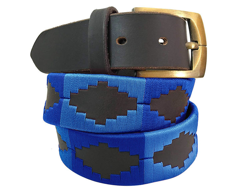 CARLOS DIAZ Mens Womens Premium Unisex Brown Leather Embroidered Designer Polo Belt