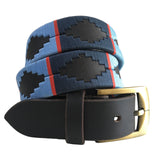 CARLOS DIAZ Mens Womens Premium Unisex Brown Leather Embroidered Designer Polo Belt