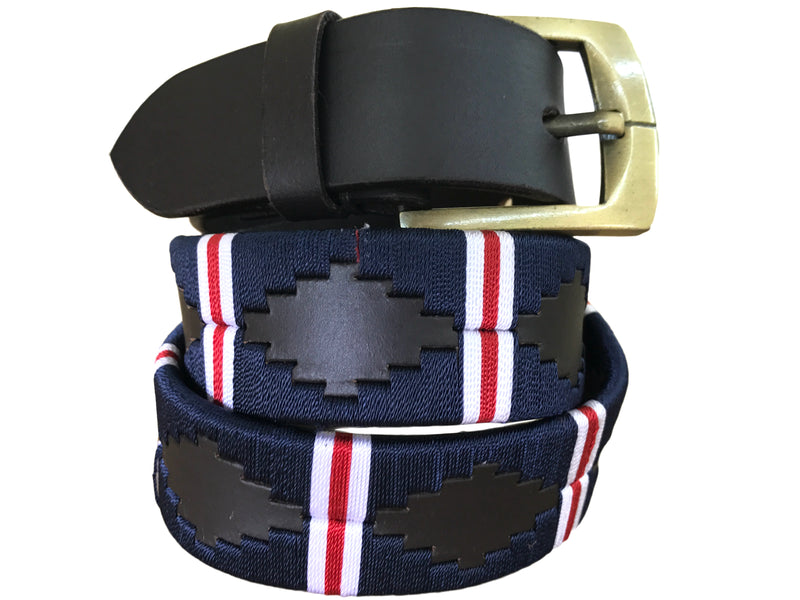CARLOS DIAZ Mens Womens Premium Unisex Brown Leather Embroidered Designer Polo Belt