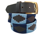 CARLOS DIAZ Mens Womens Premium Unisex Brown Leather Embroidered Designer Polo Belt
