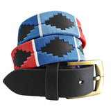 CARLOS DIAZ Mens Womens Premium Unisex Brown Leather Embroidered Designer Polo Belt