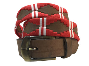 CARLOS DIAZ Mens Womens Premium Unisex Brown Leather Embroidered Designer Polo Belt