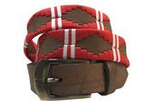 CARLOS DIAZ Mens Womens Premium Unisex Brown Leather Embroidered Designer Polo Belt