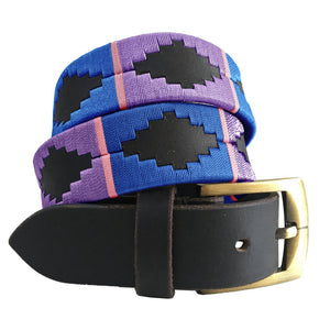 CARLOS DIAZ Mens Womens Premium Unisex Brown Leather Embroidered Designer Polo Belt