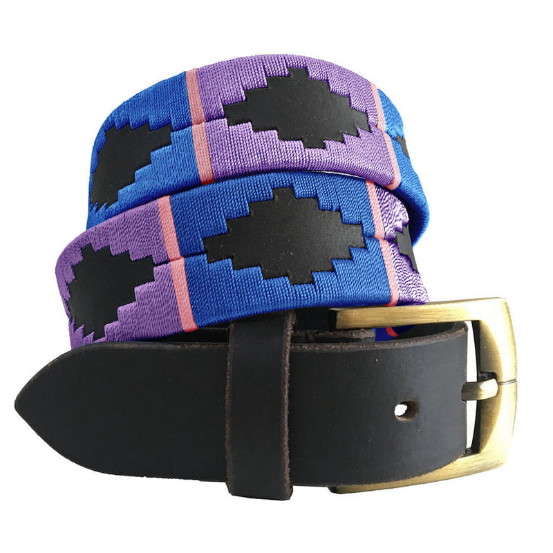 CARLOS DIAZ Mens Womens Premium Unisex Brown Leather Embroidered Designer Polo Belt