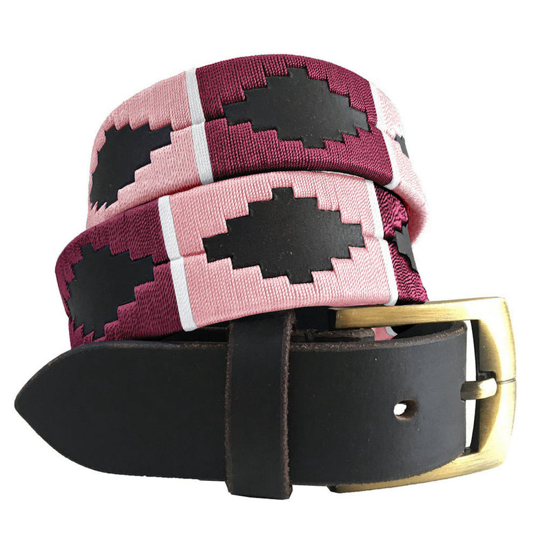 CARLOS DIAZ Mens Womens Premium Unisex Brown Leather Embroidered Designer Polo Belt