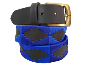 CARLOS DIAZ Mens Womens Premium Unisex Brown Leather Embroidered Designer Polo Belt