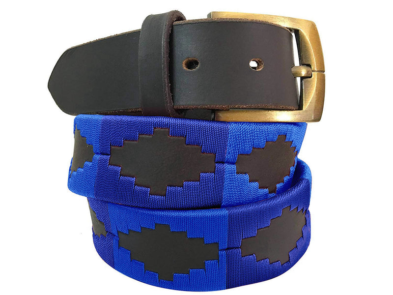 CARLOS DIAZ Mens Womens Premium Unisex Brown Leather Embroidered Designer Polo Belt