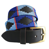CARLOS DIAZ Mens Womens Premium Unisex Brown Leather Embroidered Designer Polo Belt