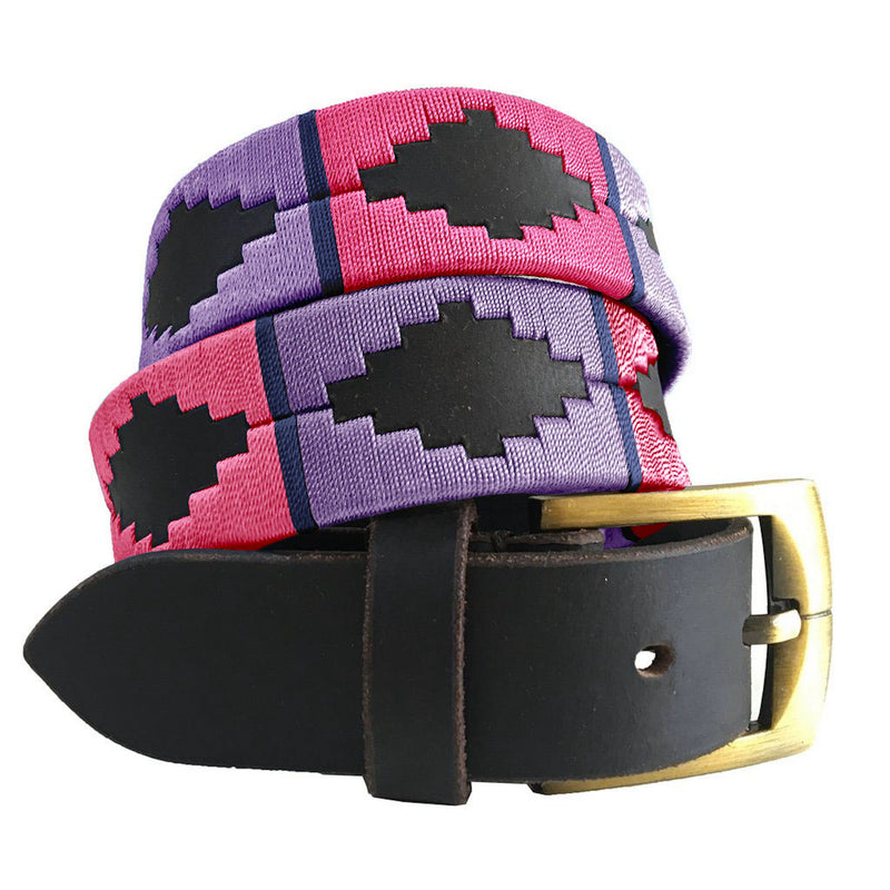 CARLOS DIAZ Mens Womens Premium Unisex Brown Leather Embroidered Designer Polo Belt