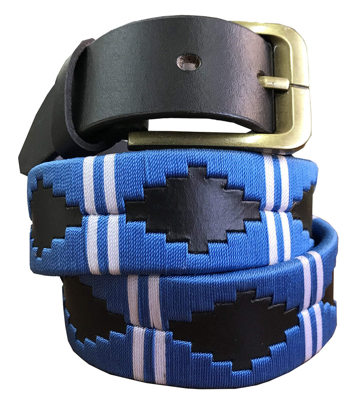CARLOS DIAZ Mens Womens Premium Unisex Brown Leather Embroidered Designer Polo Belt