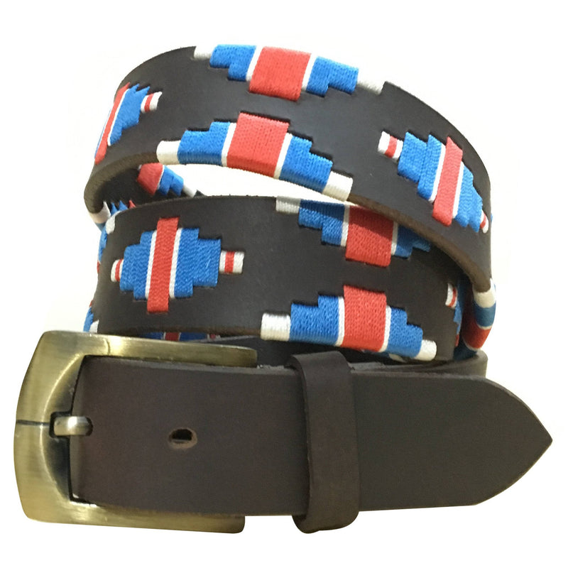 Carlos Diaz Mens Womens Unisex Argentinian Black Leather Embroidered Polo Belt - Sync With Style - Polo Belts - Carlos Diaz - 1