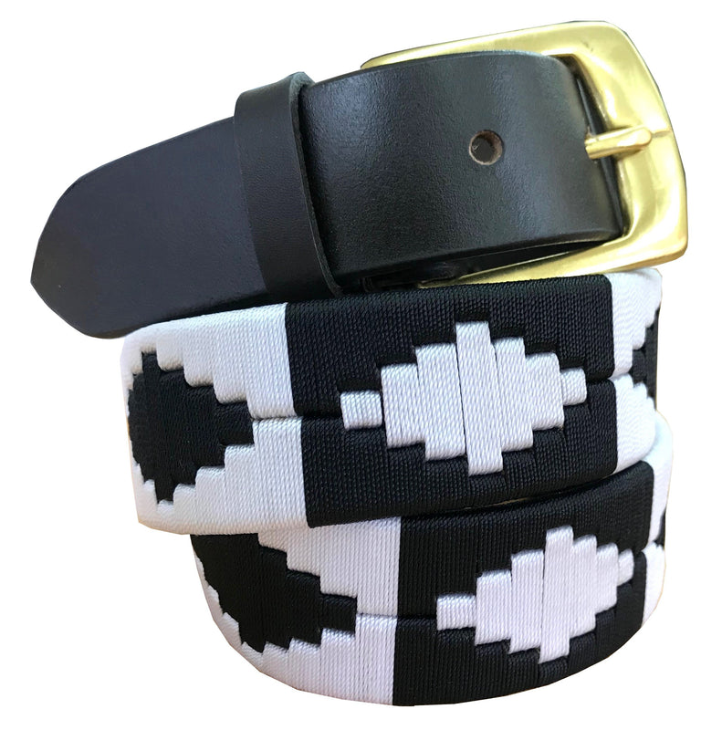 CARLOS DIAZ Mens Womens Premium Unisex Brown Leather Embroidered Designer Polo Belt