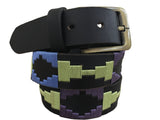 CARLOS DIAZ Mens Womens Premium Unisex Brown Leather Embroidered Designer Polo Belt
