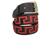 Carlos Diaz Mens Womens Unisex Argentinian Brown Leather Embroidered Polo Belt - Sync With Style - Polo Belts - Carlos Diaz