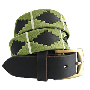 CARLOS DIAZ Mens Womens Premium Unisex Brown Leather Embroidered Designer Polo Belt
