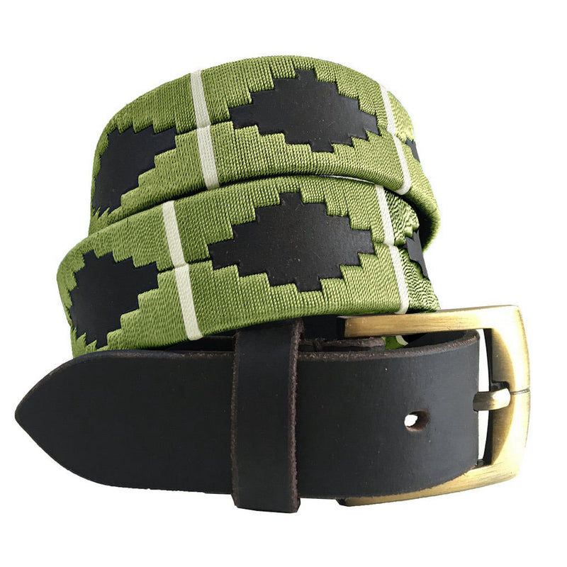 CARLOS DIAZ Mens Womens Premium Unisex Brown Leather Embroidered Designer Polo Belt
