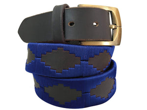 CARLOS DIAZ Mens Womens Premium Unisex Brown Leather Embroidered Designer Polo Belt