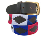 CARLOS DIAZ Mens Womens Premium Unisex Brown Leather Embroidered Designer Polo Belt