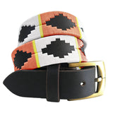 CARLOS DIAZ Mens Womens Premium Unisex Brown Leather Embroidered Designer Polo Belt