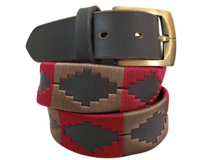 CARLOS DIAZ Mens Womens Premium Unisex Brown Leather Embroidered Designer Polo Belt