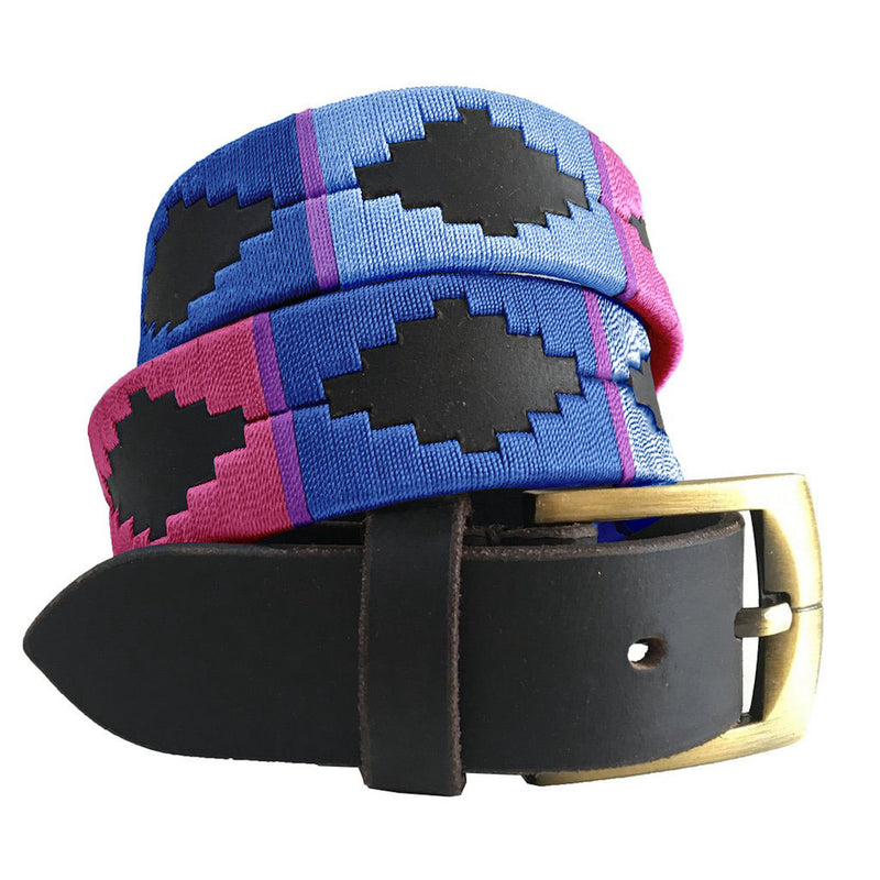 CARLOS DIAZ Mens Womens Premium Unisex Brown Leather Embroidered Designer Polo Belt