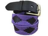 CARLOS DIAZ Mens Womens Premium Unisex Brown Leather Embroidered Designer Polo Belt