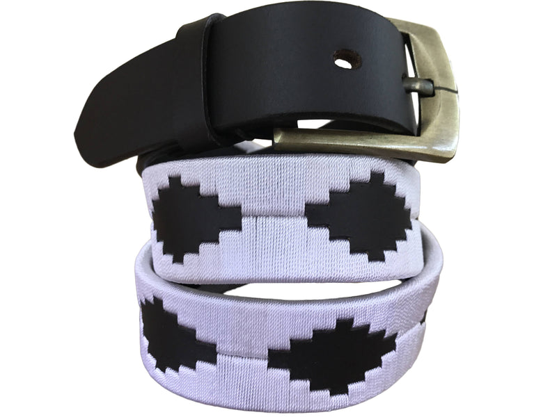 CARLOS DIAZ Mens Womens Premium Unisex Brown Leather Embroidered Designer Polo Belt