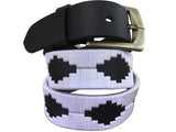 CARLOS DIAZ Mens Womens Premium Unisex Brown Leather Embroidered Designer Polo Belt