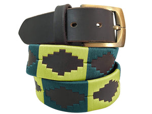 CARLOS DIAZ Mens Womens Premium Unisex Brown Leather Embroidered Designer Polo Belt
