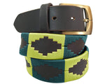 CARLOS DIAZ Mens Womens Premium Unisex Brown Leather Embroidered Designer Polo Belt