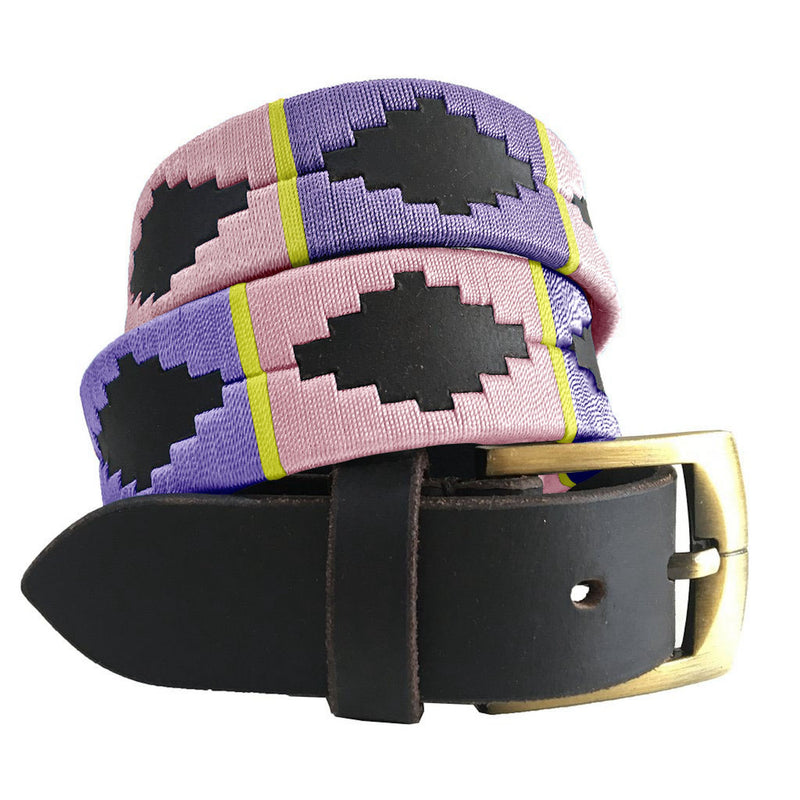CARLOS DIAZ Mens Womens Premium Unisex Brown Leather Embroidered Designer Polo Belt