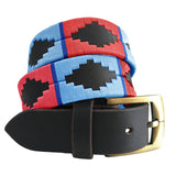 CARLOS DIAZ Mens Womens Premium Unisex Brown Leather Embroidered Designer Polo Belt