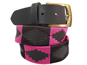 CARLOS DIAZ Mens Womens Premium Unisex Brown Leather Embroidered Designer Polo Belt