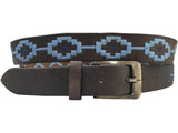 Carlos Diaz Mens Womens Unisex Argentinian Brown Leather Embroidered Polo Belt - Sync With Style - Polo Belts - Carlos Diaz  - 2