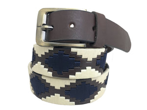 Carlos Diaz Mens Womens Unisex Argentinian Brown Leather Embroidered Polo Belt - Sync With Style - Polo Belts - Carlos Diaz