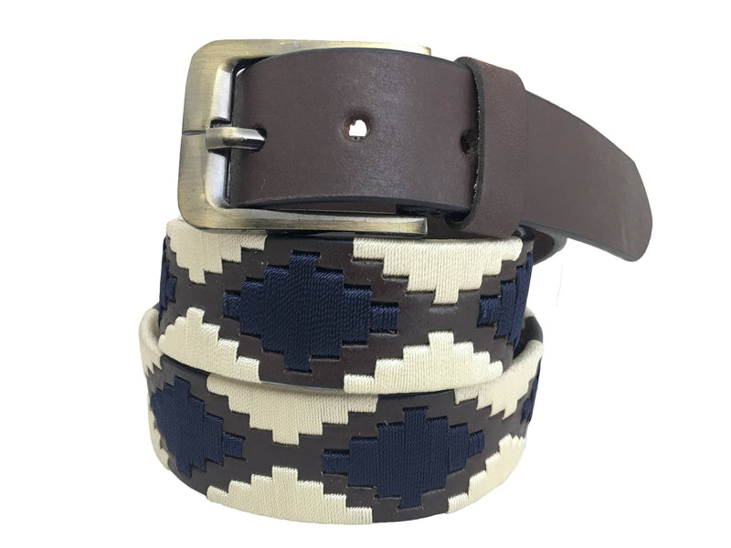 Carlos Diaz Mens Womens Unisex Argentinian Brown Leather Embroidered Polo Belt - Sync With Style - Polo Belts - Carlos Diaz