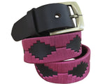 CARLOS DIAZ Mens Womens Premium Unisex Brown Leather Embroidered Designer Polo Belt