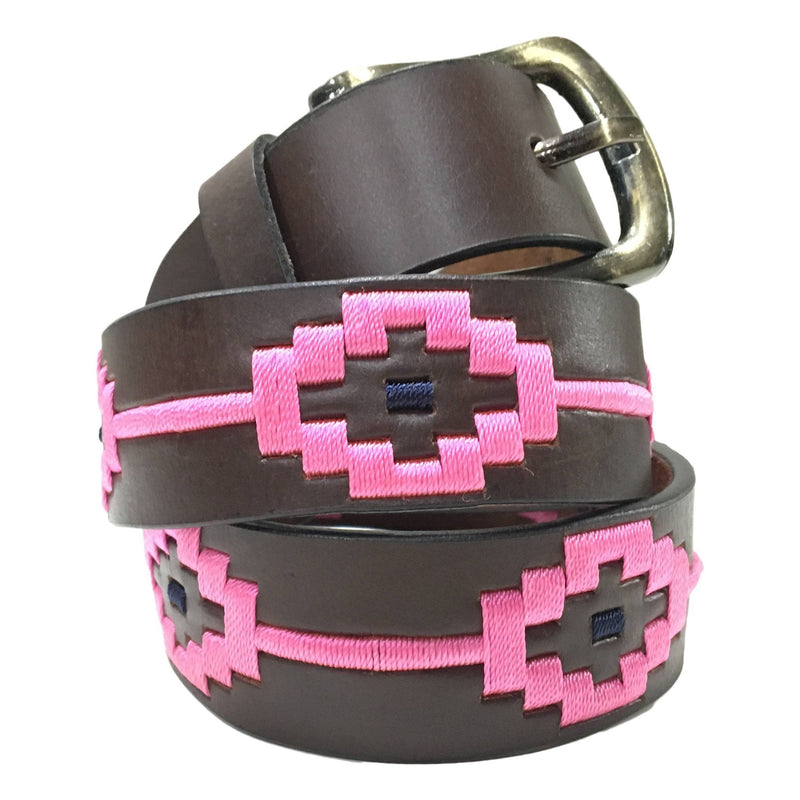 Carlos Diaz Mens Womens Unisex Argentinian Brown Leather Embroidered Polo Belt - Sync With Style - Polo Belts - Carlos Diaz - 1