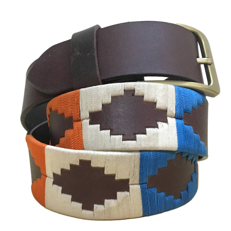 Carlos Diaz Mens Womens Unisex Argentinian Brown Leather Embroidered Polo Belt - Sync With Style - Polo Belts - Carlos Diaz - 1