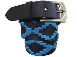 CARLOS DIAZ Mens Womens Premium Unisex Brown Leather Embroidered Designer Polo Belt