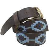 Carlos Diaz Mens Womens Unisex Argentinian Brown Leather Embroidered Polo Belt - Sync With Style - Polo Belts - Carlos Diaz  - 1