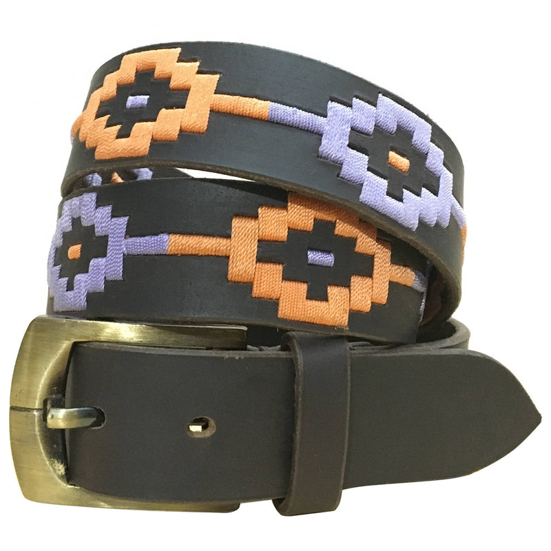 Carlos Diaz Mens Womens Unisex Argentinian Black Leather Embroidered Polo Belt - Sync With Style - Polo Belts - Carlos Diaz - 1