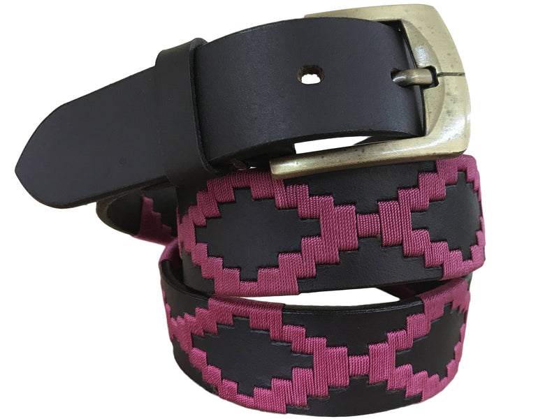 CARLOS DIAZ Mens Womens Premium Unisex Brown Leather Embroidered Designer Polo Belt