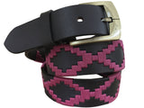 CARLOS DIAZ Mens Womens Premium Unisex Brown Leather Embroidered Designer Polo Belt
