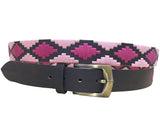 CARLOS DIAZ Mens Womens Premium Unisex Brown Leather Embroidered Designer Polo Belt